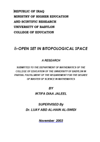 Image of -OPEN SET IN BITOPOLOGICAL SPACE