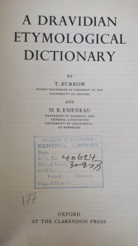 Image of A DRAVIDIAN ETYMOLOGICAL DICTIONARY