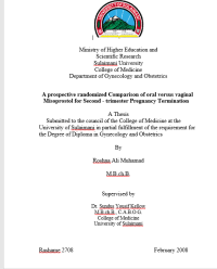 Image of A prospective randomized Comparison of oral versus vaginal                                                                                  
   Misoprostol for Second - trimester Pregnancy Termination