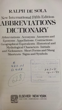 Image of ABBREVIATIONS DICTIONARY