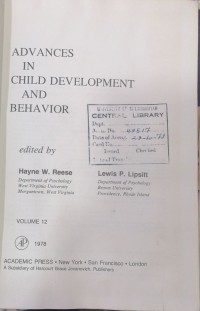 Image of ADVANCES IN CHILD DEVELOPMENT AND BEHAVIOR