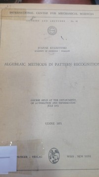 Image of ALGEBRAIC METHODS IN PANITTERN RECOGNITION