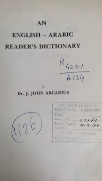 Image of AN - ENGLISH - ARABIC READERS DICTIONARY