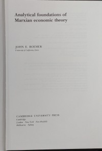 Image of Analytical Foundations of Marxian Economic Theory