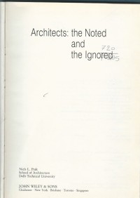 Image of ARCHITECTS: THE NOTED AND THE IGNORED