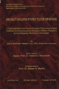 Image of AVAILABILTY EVALUATION OF KOREK TELECOM GSM NETEORK