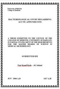 Image of BACTERIOLOGICAL STUDY REGARDING
ACUTE APPENDICITIS