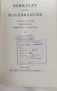 Image of BERKELEY AND MALEBRANCHE