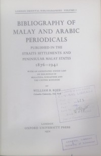 Image of BIBLIOGRAPHY OF MALAY AND ARABIC PERIODICALS