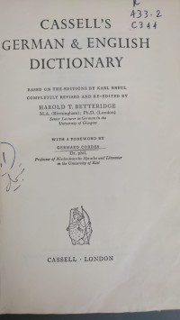 Image of CASSLLS GERMAN- ENGLISH DICTIONARY