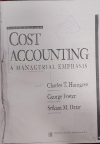 Image of Cost Accounting a Managerial Emphasis