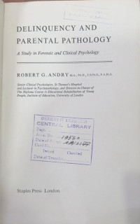 Image of DELINQUENCY AND PARENTAL PATHOLOGY