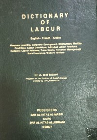 Image of DICTIONARY OF LABOUR ENGLISH - FRANCI - ARABIC