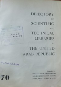 Image of DIRECTORY OF SCIENTIFIC AND TECHNHCAL LIBRAIES