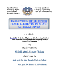 Image of EVALUATION OF  SELECTED   TRACE  ELEMENTS  IN  SHATT   AL - HILLA  RIVER