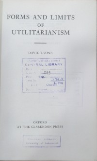 Image of FORMS AND LIMITS OF UTILITARIANISM
