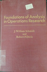 Image of Foundations of Analysisi in Operations Research
