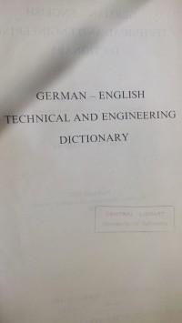 Image of GERMAN- ENGLISH TECHNICAL AND ENGINEERING DICTIONARY