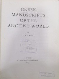 Image of GREEK MANUSCRIPTS OF THE  ANCIENT WORLD