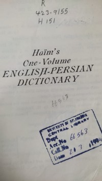 Image of Haims One Volume ENGLISH - PERSIAN Dictionary