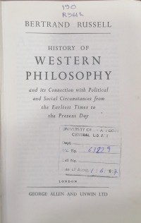 Image of HISTORY OF WESTERN PHILOSOPHY