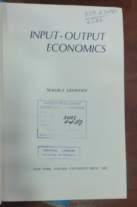 Image of INPUT-OUTPUT ECONOMICS