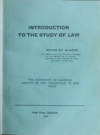 Image of INTRODUCTION TO THE STUDY OF LAW