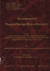Image of INVESTIGATION OF PUMPED STORAGE HYDRO - ELECTRICITY