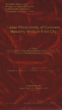Image of LABOR PRODUCTIVITY  OF CONCRETE MASONRY WALLS IN ERBIL CITY