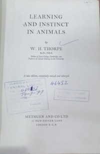 Image of LEARNING AND INSTINCT IN ANIMALS