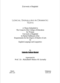 Image of Lexical Signalling in Dramatic Texts