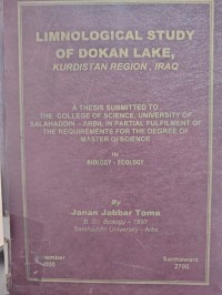 Image of LIMNOLOGICAL STUDY 
OF DOKAN LAKE 
KURDISTAN REGION IRAQ
