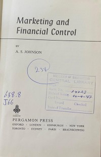 Image of Marketing and Financial Control