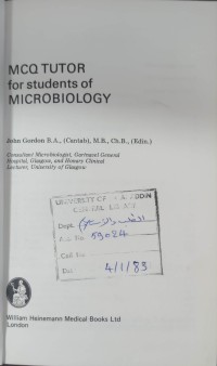 Image of MCQ TUTOR for Students of MICROBIOLOGY