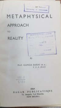 Image of METAPHYSICAL APPROACH TO REALITY