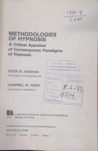 Image of METHODOLOGIES OF HYPNOSIS