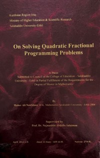 Image of On Solving Quadratic Fractional Programming Problems