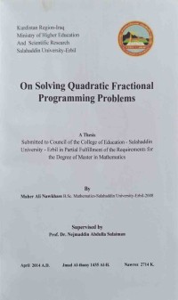 Image of On Solving Quadratic Fractional Programming Problems