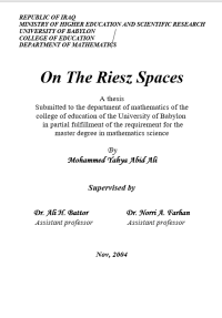 Image of On The Riesz Spaces
