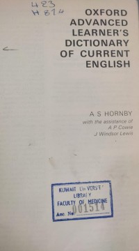 Image of OXFORD ADVANCED LEARNERS DICTIONARY OF CURRENT ENGLISH