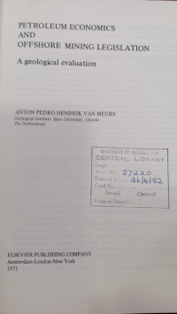 Image of PETROLEUM ECONOMICS AND OFFSHORE MINING LEGISLATION