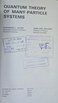 Image of Quantum Theory of Many-Particle Systems