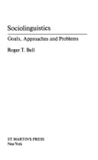 Image of Sociolinguistics: Goals, Approaches and Problems