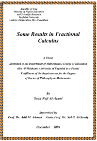 Image of Some Results in Fractional 
Calculus