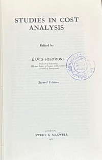 Image of STUDIES IN COST ANALYSIS