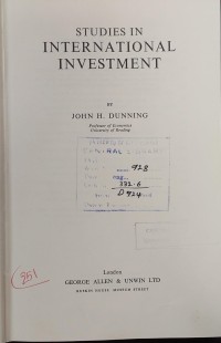 Image of Studies in International Investment