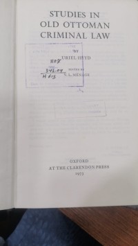 Image of STUDIES IN OLD OTTOMAN CRIMINAL LAW