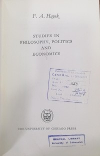 Image of STUDIES IN PHILOSOPHY POLITICS AND ECONOMICS