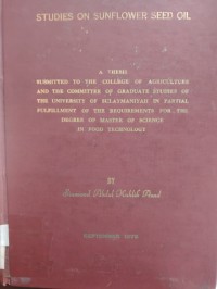 Image of STUDIES ON SUNFLOWER SEED OIL