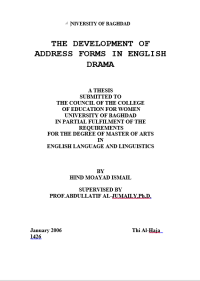 Image of THE DEVELOPMENT OF ADDRESS FORMS IN ENGLISH DRAMA